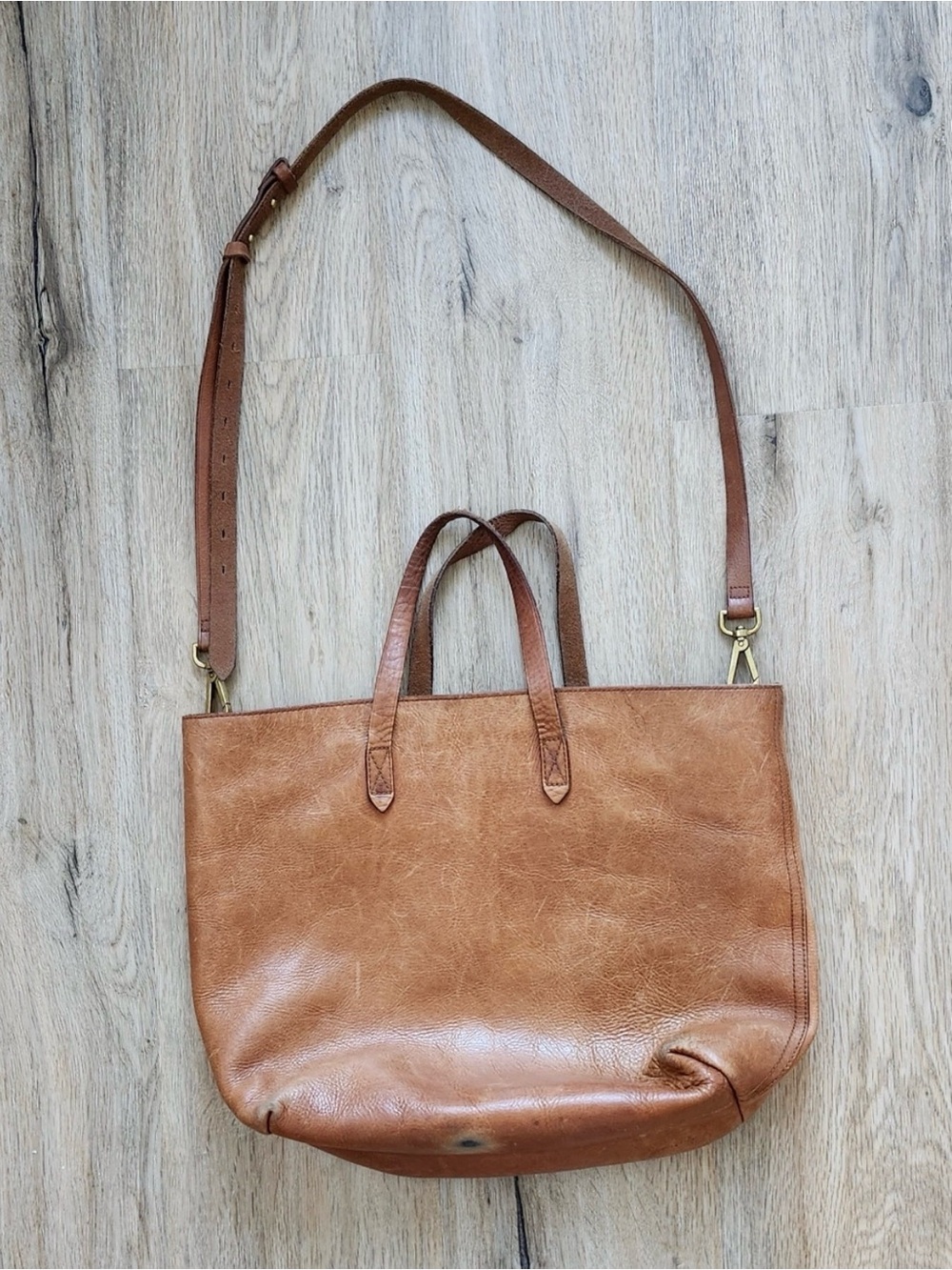 Madewell Zip-Top Transport Carry All Leather Tote Bag with Flaws
